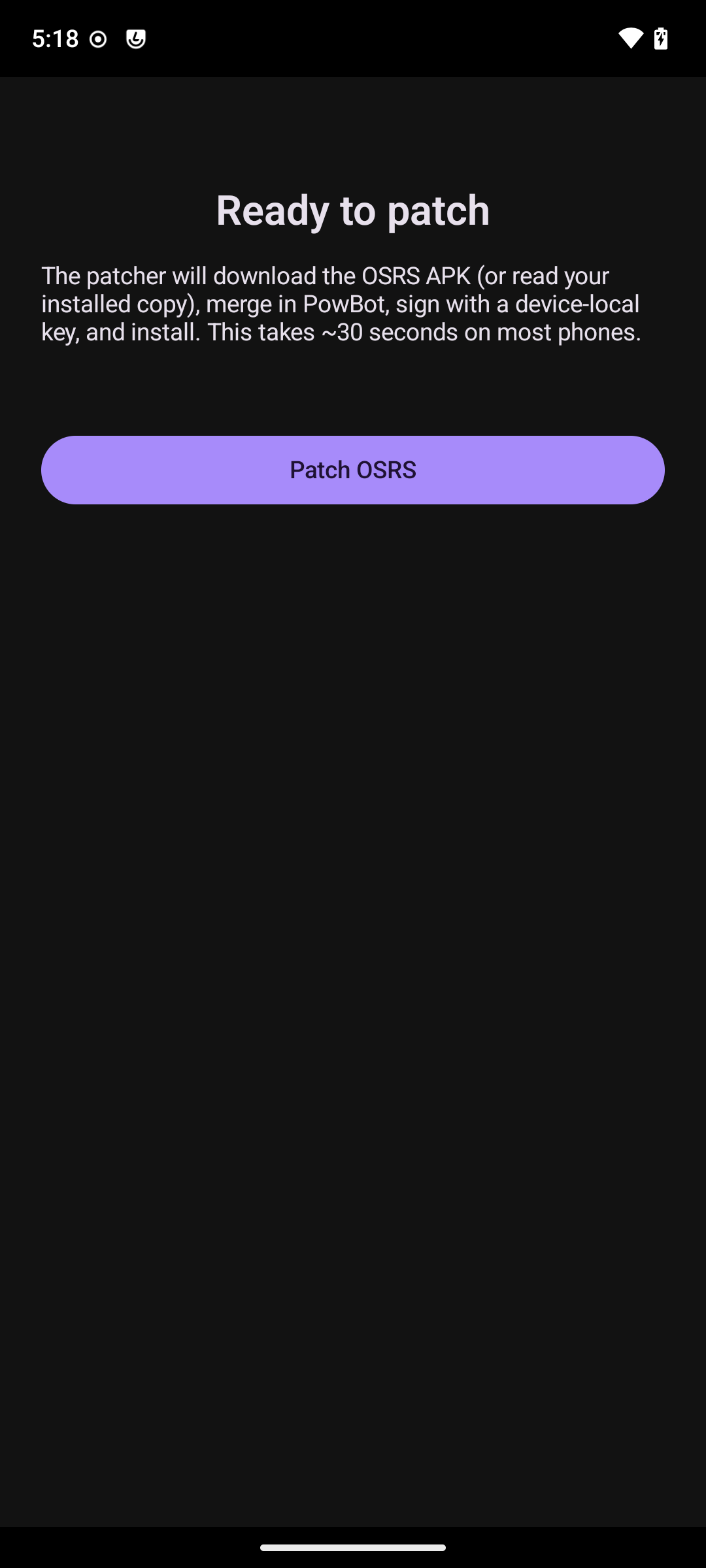 Ready to patch screen