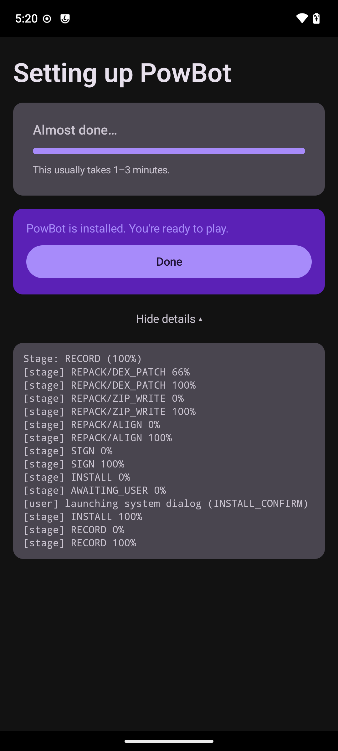 Install complete