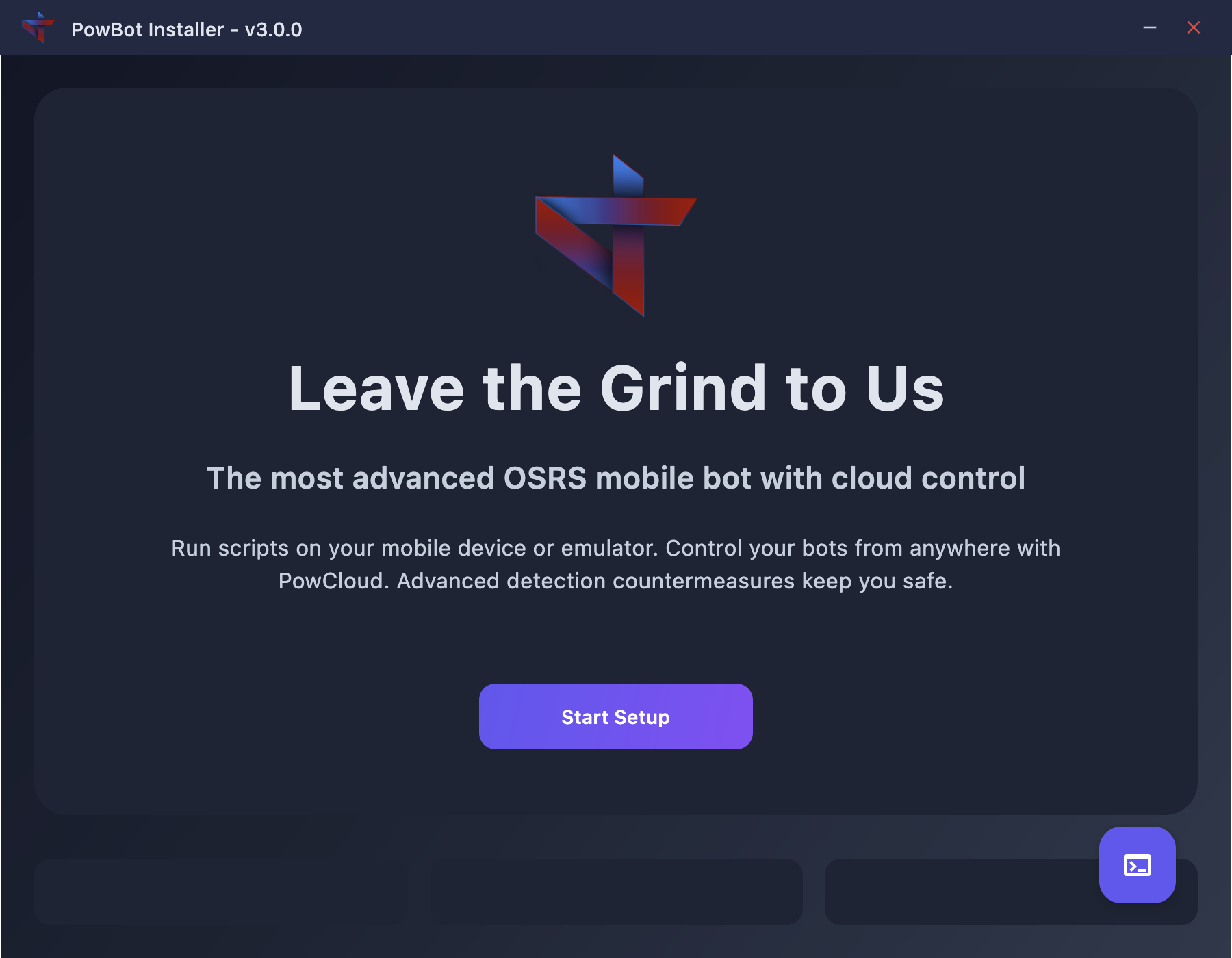PowBot Installer Start Screen