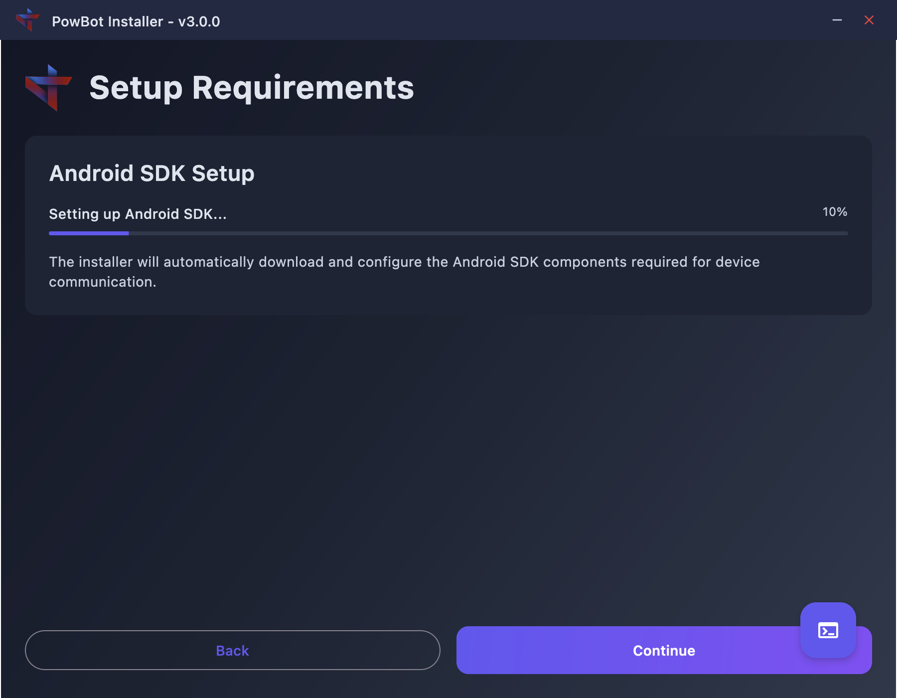 Android SDK Setup Progress