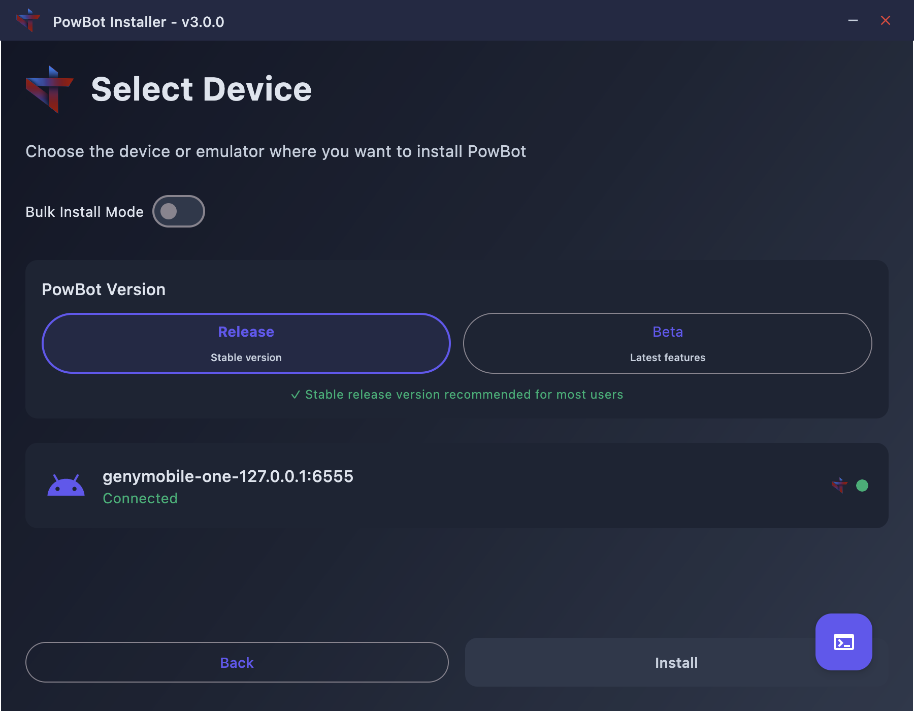 Device and Version Selection