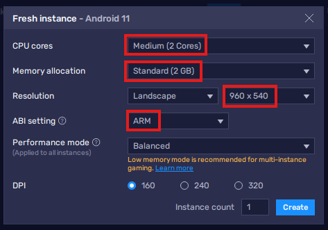 Instance Configuration