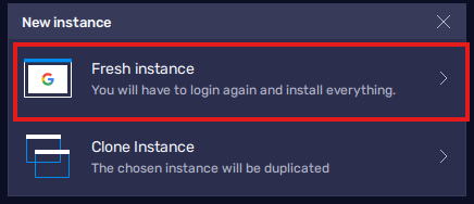Fresh Instance Option